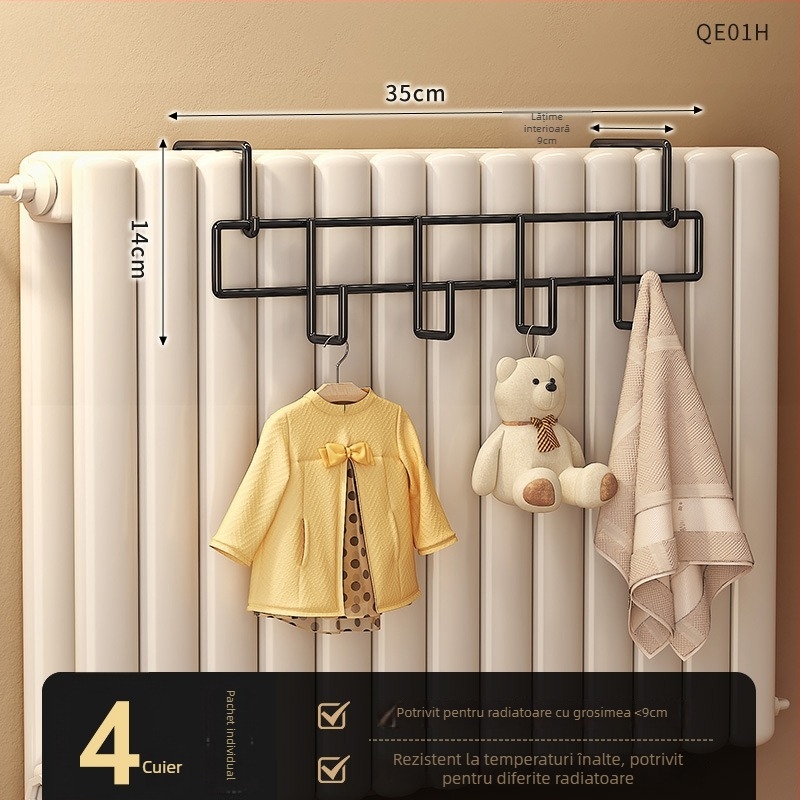 Cârlig radiator – fără găuri, universal, îngroșat, rezistent la căldură (oțel carbon, încărcare maximă 10 kg, cârlig)