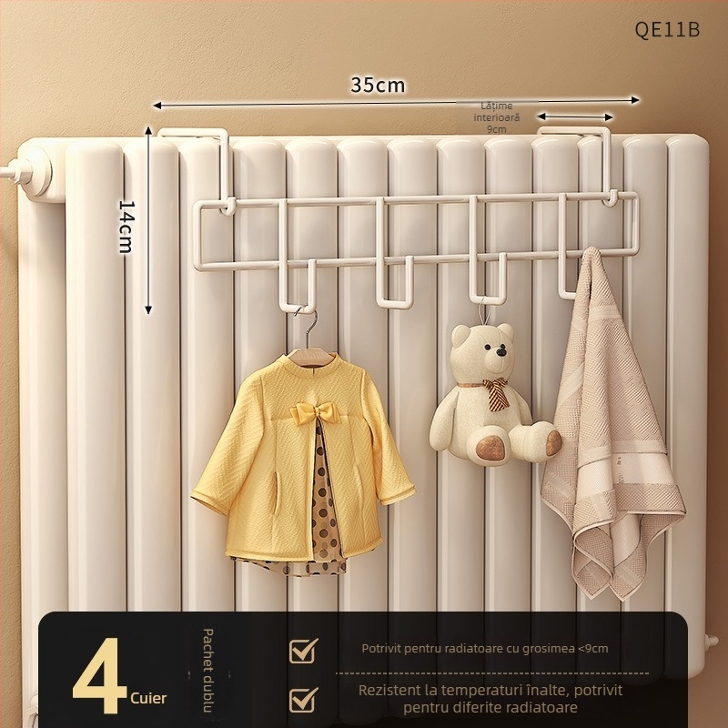 Cârlig radiator – fără găuri, universal, îngroșat, rezistent la căldură (oțel carbon, încărcare maximă 10 kg, cârlig)