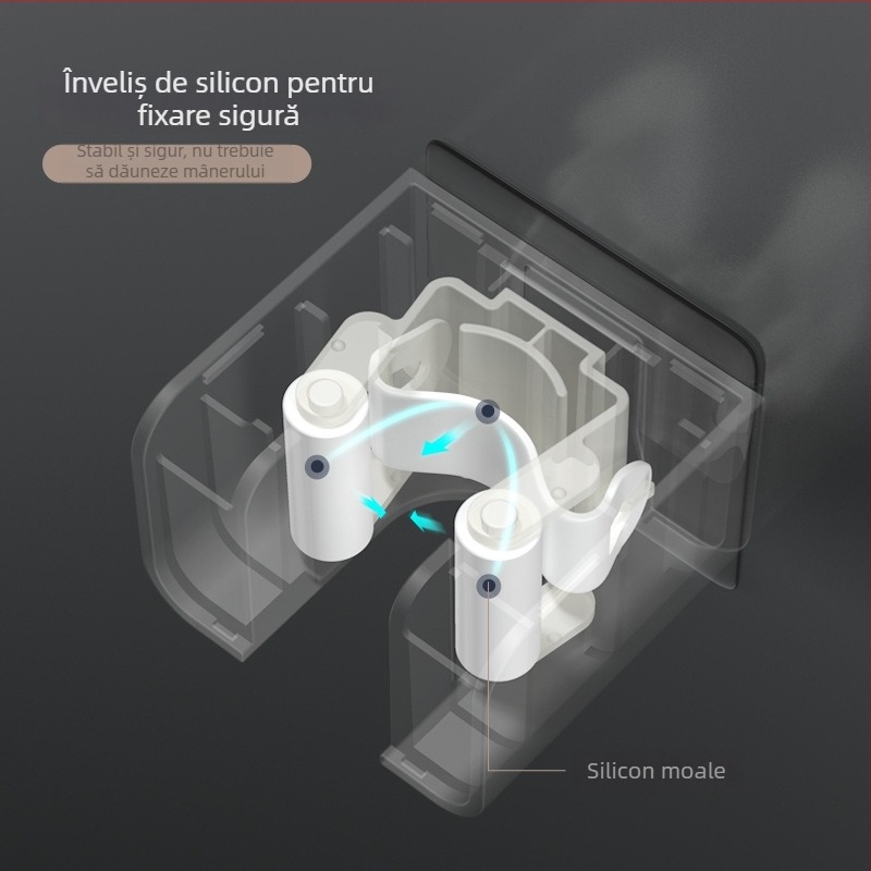 Suport de perete pentru mop și mătură – fără găuri, ABS material, brand Moni, 0,3 kg, stil modern minimalist
