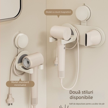 Suport pentru uscător de păr cu ventuză, montaj pe perete, design perforat, certificat CE, cod produs Pxx695738122989