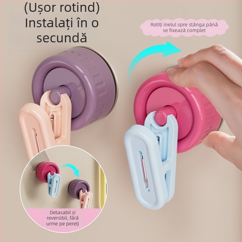 Cuier cu ventuză rotativ, pentru depozitare — plastic, un singur cârlig, până la 1 kg, lansat în 2024