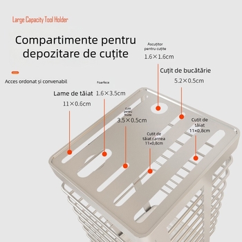 Suport pentru cuțite de bucătărie din oțel inoxidabil, montat pe perete, cu drenaj