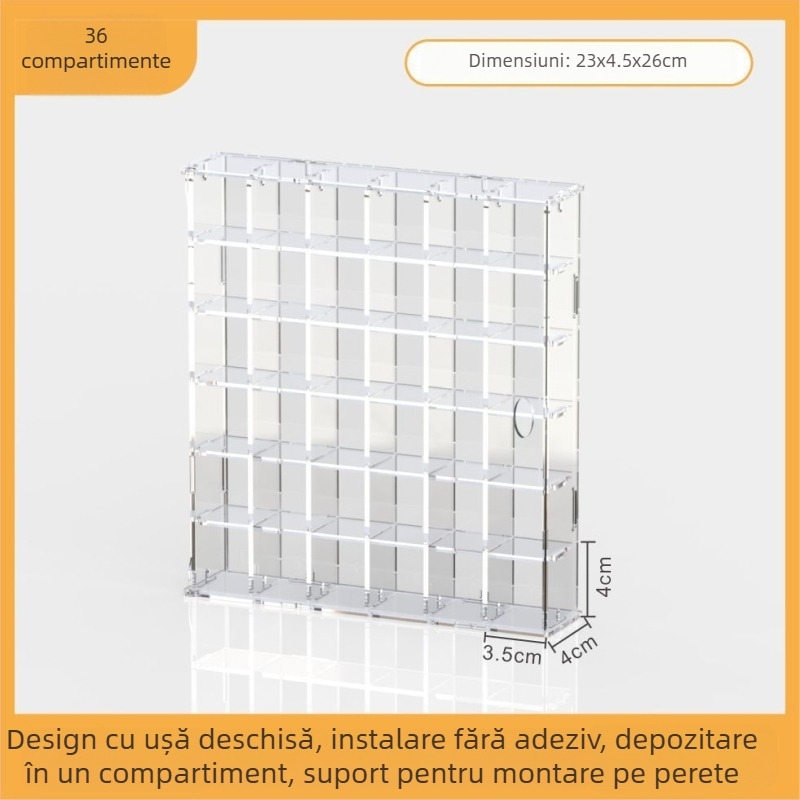 Vitrină transparentă din acril pentru figurine, montabilă pe perete, detașabilă, capacitate de 18 L