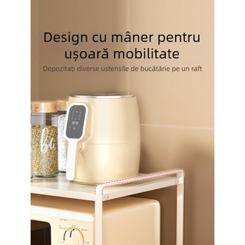 Raft de bucătărie montat pe perete pentru cuptorul cu microunde și vase, etajat pentru farfurii și condimente, design modern minimalist, fără instalare