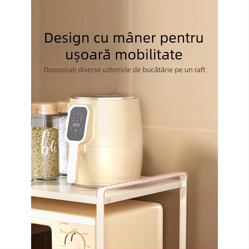 Raft de bucătărie montat pe perete pentru cuptorul cu microunde și vase, etajat pentru farfurii și condimente, design modern minimalist, fără instalare