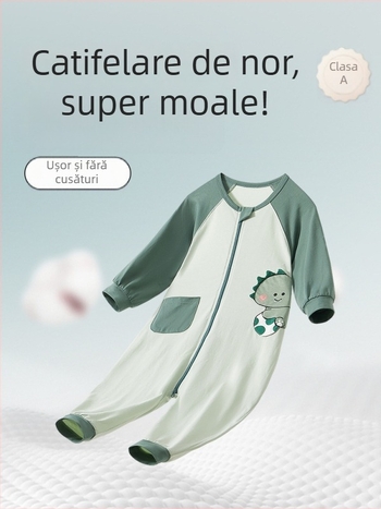 Pijama copii, o piesă, pentru casă, unisex, primăvară-vară, 95% bumbac, imprimeu desen animat, evacuare a umezelii