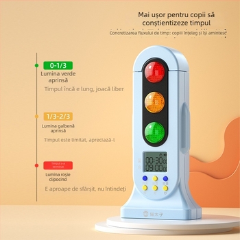 Timer pentru copii cu semafor în două moduri, blocare pentru copii, afișaj LED care schimbă culoarea, alimentare cu baterii