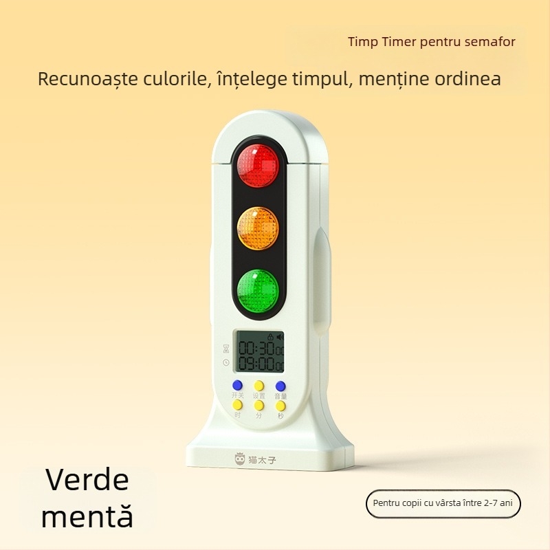 Timer pentru copii cu semafor în două moduri, blocare pentru copii, afișaj LED care schimbă culoarea, alimentare cu baterii