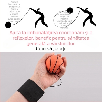 Minge pentru încheietură pentru antrenamentul de coordonare mână-occhi, minge elastică din cauciuc, nucleu din cauciuc, lansare 2023