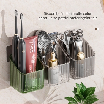 Jin Xi raft de baie pe perete, fără găuri, pentru depozitarea produselor de îngrijire a feței | plastic | capacitate 10 kg | stil luxos lejer