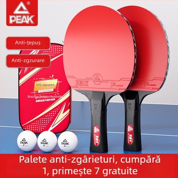 Peak set de rachete pentru tenis de masă pentru începători – lamă din plop, gumă anti-adezivă cu dublă față, rachetă drept