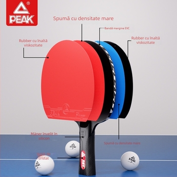 Peak set de rachete pentru tenis de masă pentru începători – lamă din plop, gumă anti-adezivă cu dublă față, rachetă drept
