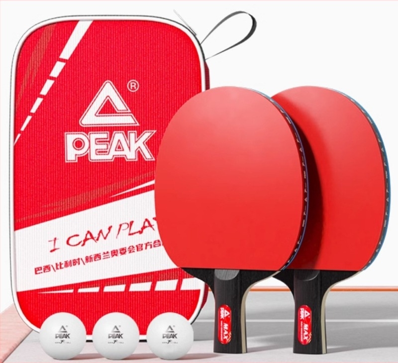 Peak set de rachete pentru tenis de masă pentru începători – lamă din plop, gumă anti-adezivă cu dublă față, rachetă drept