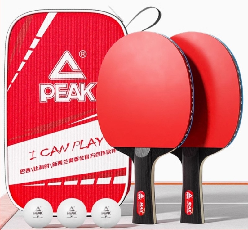 Peak set de rachete pentru tenis de masă pentru începători – lamă din plop, gumă anti-adezivă cu dublă față, rachetă drept