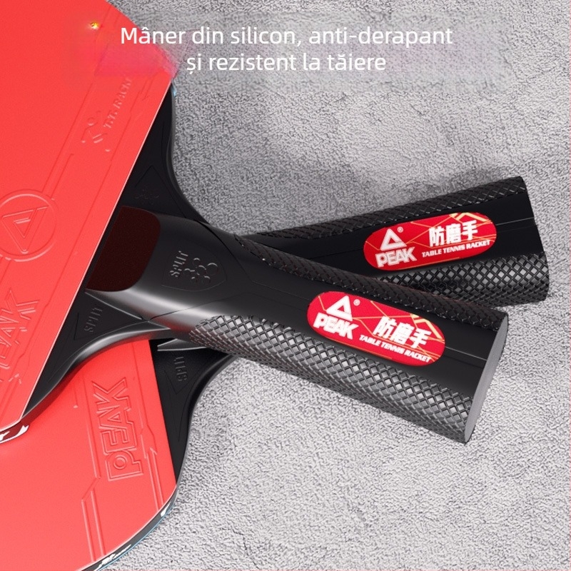 Peak set de rachete pentru tenis de masă pentru începători – lamă din plop, gumă anti-adezivă cu dublă față, rachetă drept