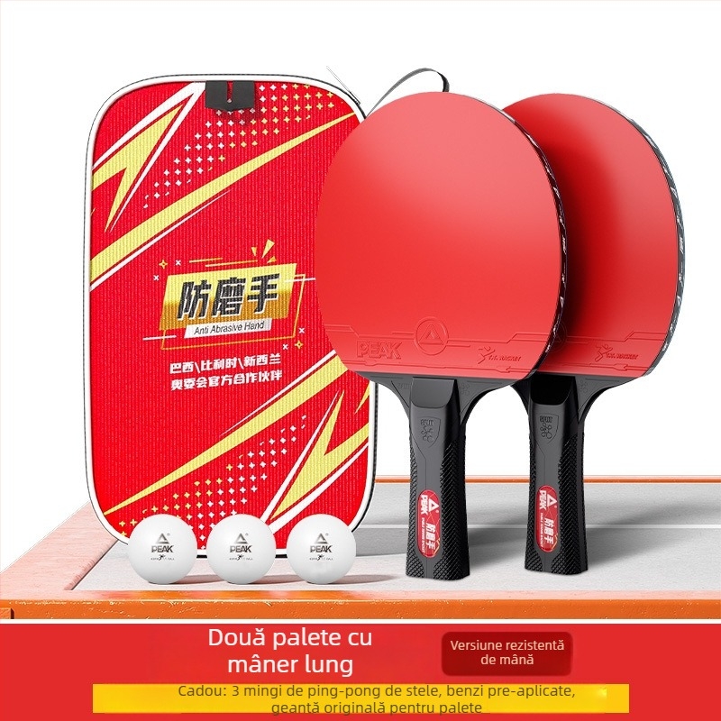 Peak set de rachete pentru tenis de masă pentru începători – lamă din plop, gumă anti-adezivă cu dublă față, rachetă drept