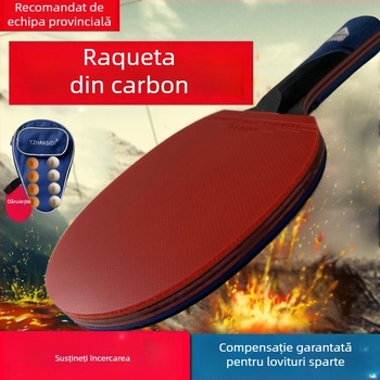 Jiao Yu Rachetă de tenis de masă – lamă din fibră de carbon, cauciuc cu adeziv pozitiv, tip lovitură drept