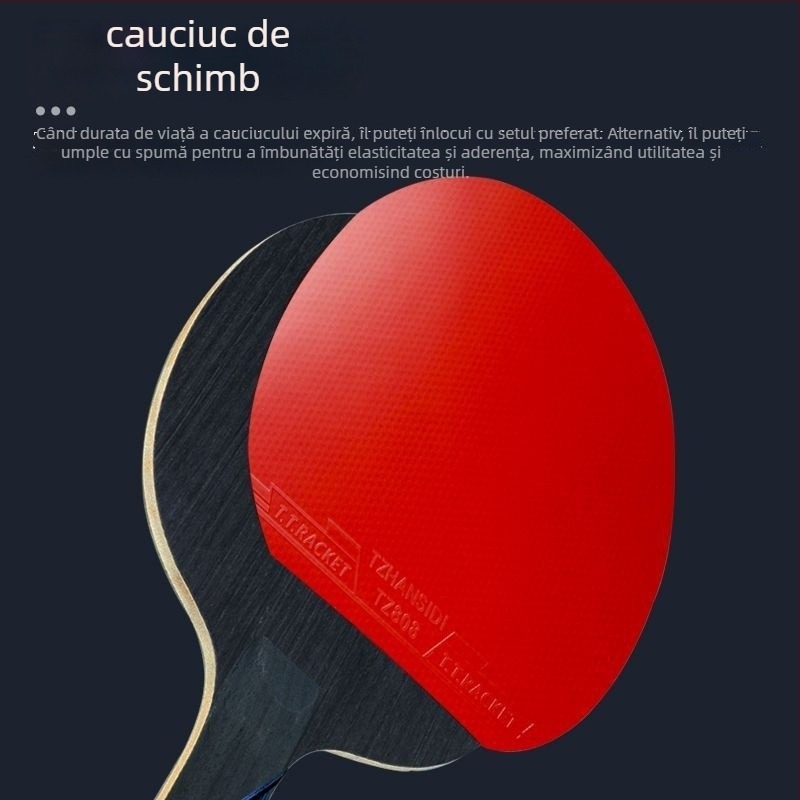 Jiao Yu Rachetă de tenis de masă – lamă din fibră de carbon, cauciuc cu adeziv pozitiv, tip lovitură drept