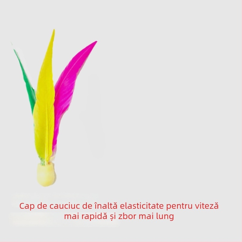 Rachetă de badminton pentru copii din lemn cu mâner din burete, lovire directă, placă de bază din lemn, ramă din lemn