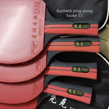 Paletă de tenis de masă, nivel profesional, fibră de carbon, mâner lung și mâner scurt, lovitură dreaptă, 10 stele / 12 stele, pentru începători și antrenament