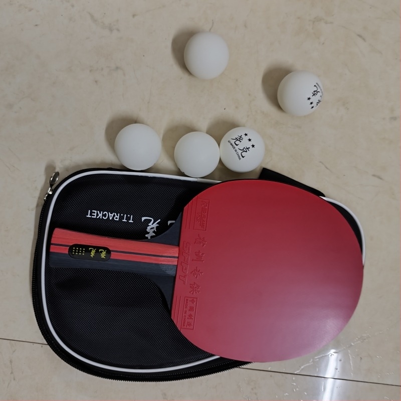 Paletă de tenis de masă, nivel profesional, fibră de carbon, mâner lung și mâner scurt, lovitură dreaptă, 10 stele / 12 stele, pentru începători și antrenament