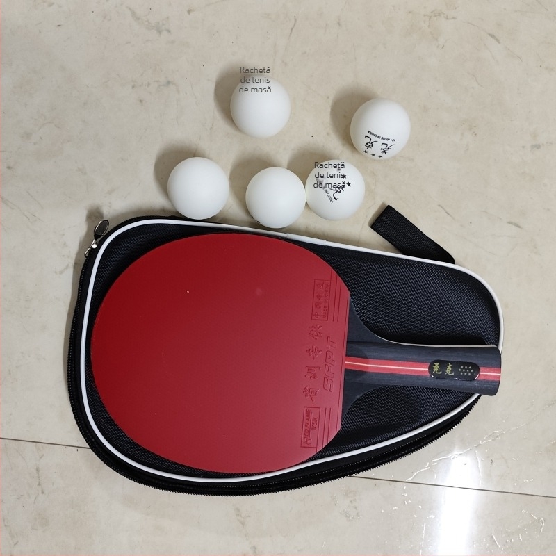 Paletă de tenis de masă, nivel profesional, fibră de carbon, mâner lung și mâner scurt, lovitură dreaptă, 10 stele / 12 stele, pentru începători și antrenament