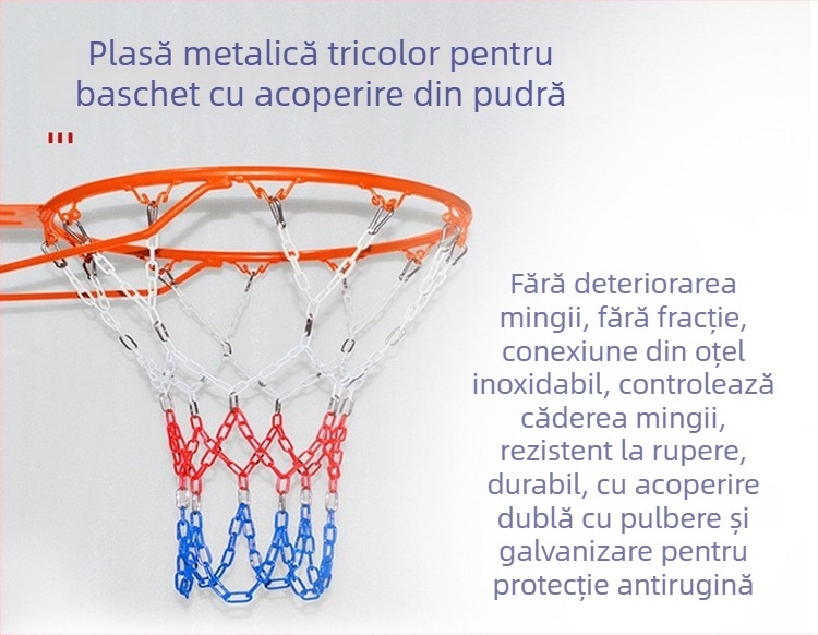 Suport/ramă de baschet din oțel inoxidabil cu plasă și coș (Material: 3283093; Greutate: 1 kg; Personalizare disponibilă; Categorie: post/ramă de baschet)