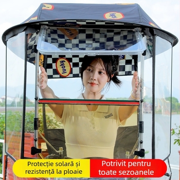 Langlong umbrelă pentru vehicul electric – adăpost împotriva ploii și a soarelui, UPF>40, țesătură 210T, tijă centrală din fibră, deschidere manuală, greutate 2,8 kg