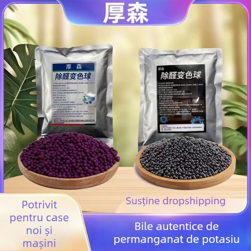 Bilă de purificare a aerului cu cristale nano-mineral, permanganat de potasiu, 1 kg, fără parfum, eliminare formaldehidă și benzen