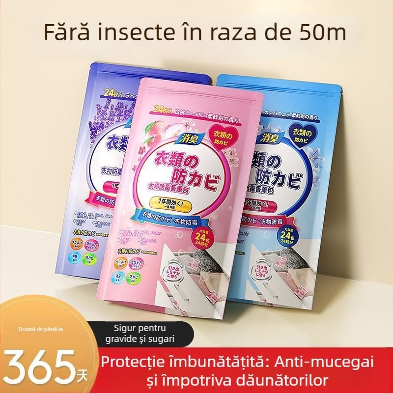 Royal Incense bile pentru molii în șifonier cu parfum de trandafir — protecție împotriva mucegaiului, insectelor și umidității, 96 buc.