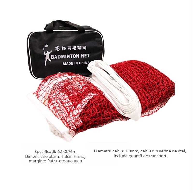 Plasă de badminton Liansheng, plasă de competiție standard din nailon și poliester; Categorie produs: plasă de badminton; Scenarii de aplicare: tenis de masă; Mărci private autorizate: Da