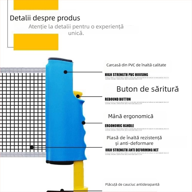 Suport plasă de tenis de masă – îngroșat, portabil, extensibil, pentru exterior