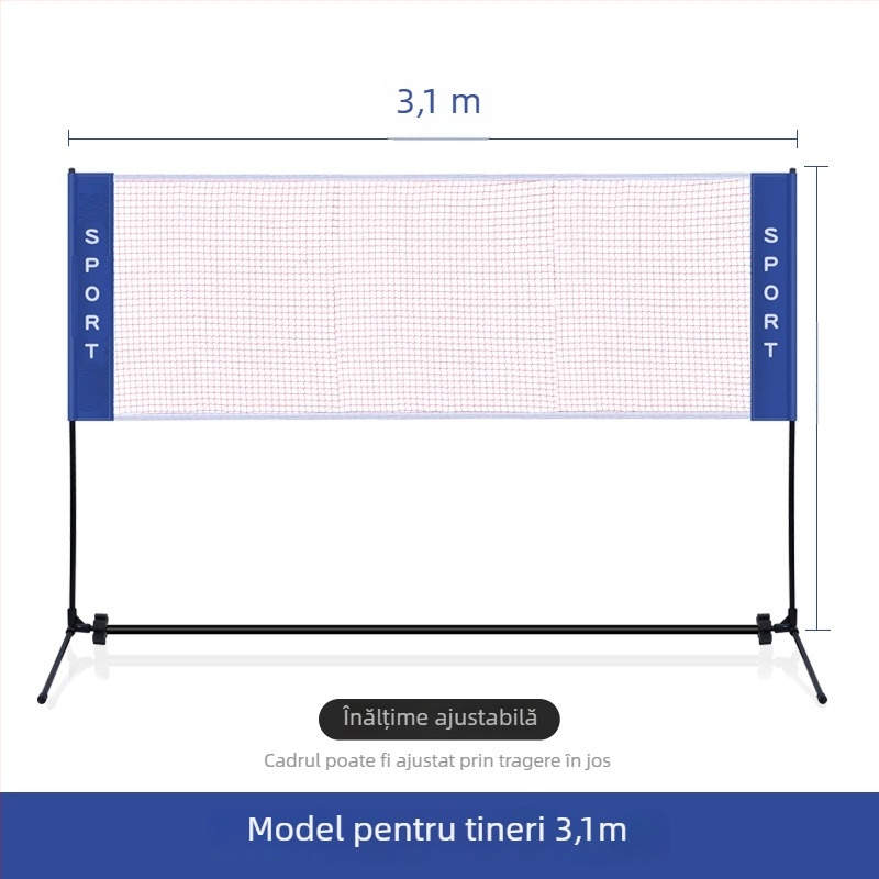 Cadru portabil pentru plasă de badminton - pliabil pentru interior/exterior, plasă standard, personalizare disponibilă