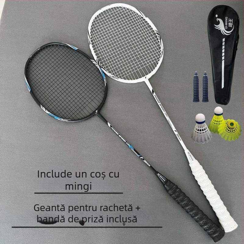 Rachetă de badminton – ultraușoară, cadru din fibră de carbon, 95–100 g, mâner G1, rigiditate a ramei ușor mai mare, potrivită pentru antrenamente și competiții pentru amatori