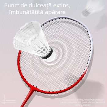 Rachetă de badminton din aliaj – construcție monobloc, ramă din aliaj de fier, fire din nailon, greutate 90–94 g, lovitură directă, pentru amatori
