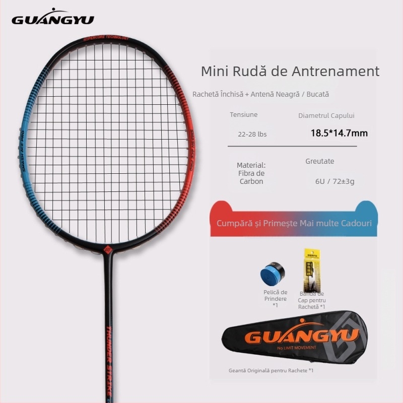 Rachetă de badminton pentru copii, cadru din fibră de carbon, 75–79 g, lovitură directă, mâner G-4