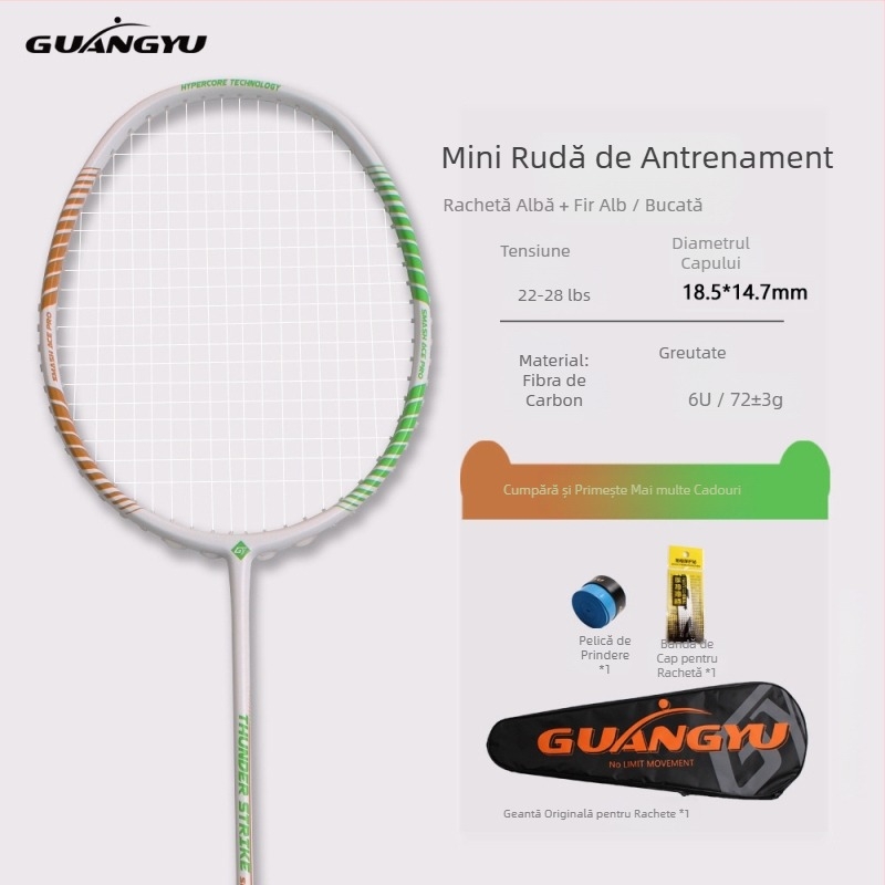 Rachetă de badminton pentru copii, cadru din fibră de carbon, 75–79 g, lovitură directă, mâner G-4