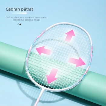 Paletă badminton Witess – Cadru din fibră de carbon, Greutate 80–84 g, Tijă dreaptă, Şnururi din nailon