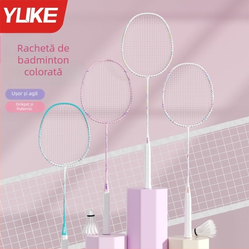 Rachetă de badminton Yuke, cadru din fibră de carbon, greutate 85–89 g, lovitură directă, grosimea mânerului G2