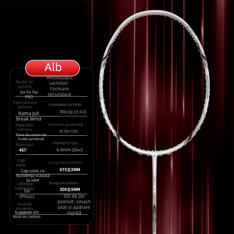 Rachetă de badminton – Cadru din fibră de carbon, de înaltă calitate, unisex pentru adulți, lovire dreaptă, atac rapid pentru concursuri