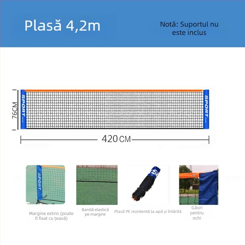 Post de tenis și badminton – pliere, pentru uz casnic și exterior, material poliester PE