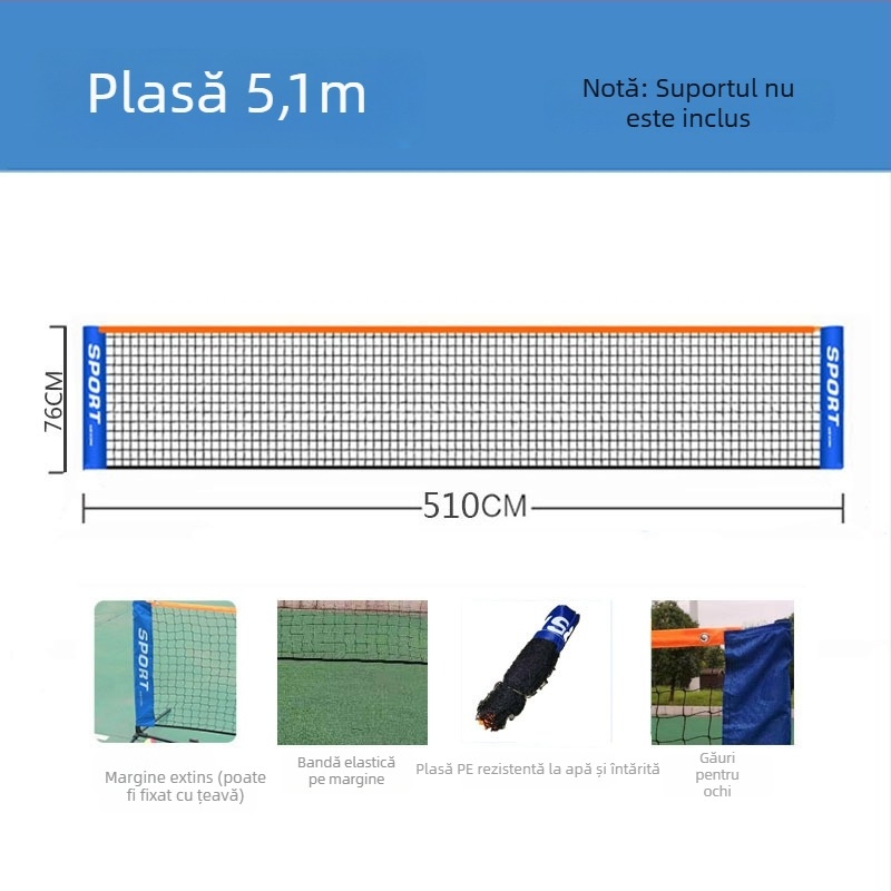 Post de tenis și badminton – pliere, pentru uz casnic și exterior, material poliester PE