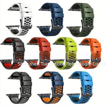 Brățară din silicon pentru Apple Watch Series11, stil sport, cu dimensiuni de interfață personalizabile și închidere cu cui, 25 g