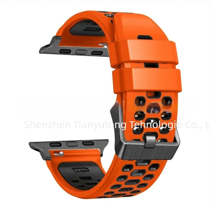 Brățară din silicon pentru Apple Watch Series11, stil sport, cu dimensiuni de interfață personalizabile și închidere cu cui, 25 g