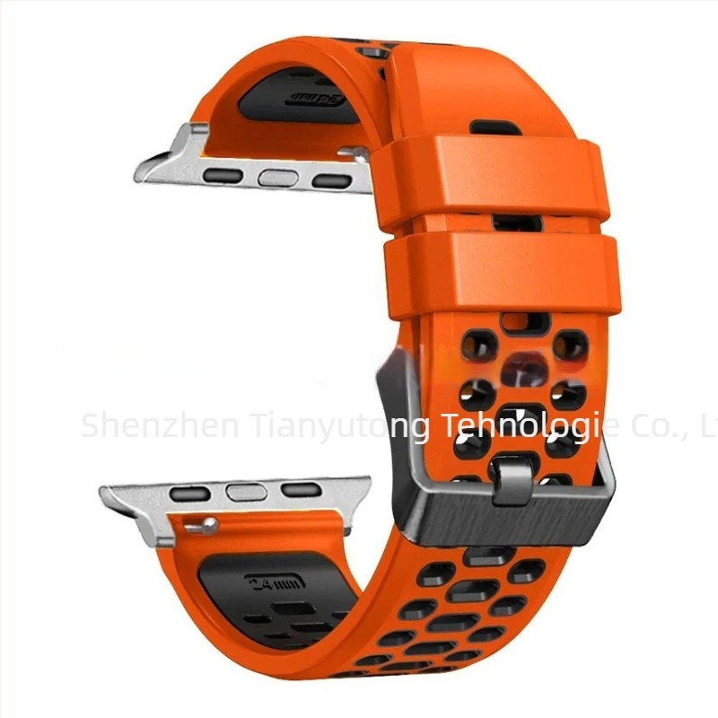 Brățară din silicon pentru Apple Watch Series11, stil sport, cu dimensiuni de interfață personalizabile și închidere cu cui, 25 g