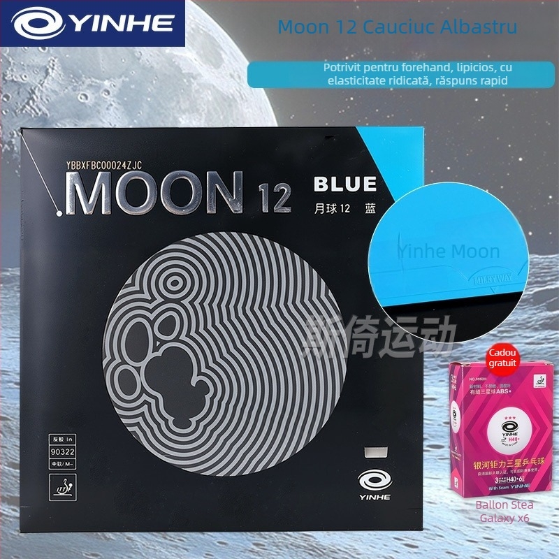 Galaxy Moon12 gumă uscată de ping-pong – monobloc, cu adeziv invers, pentru rever