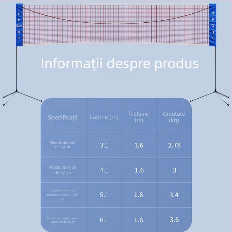 Cadru portabil pentru plasă de badminton – pentru utilizare în interior și în exterior, brand Xin Yue; Material: 21251174255; Categorie: badminton column