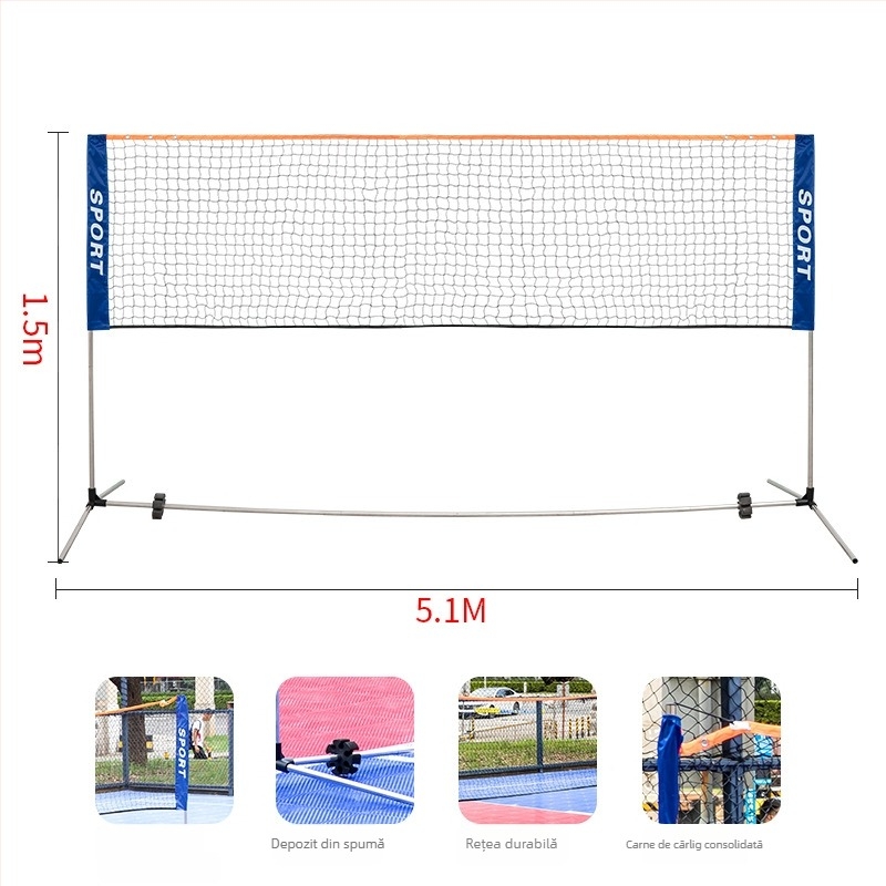 Cadru portabil pentru plasă de badminton – pentru utilizare în interior și în exterior, brand Xin Yue; Material: 21251174255; Categorie: badminton column
