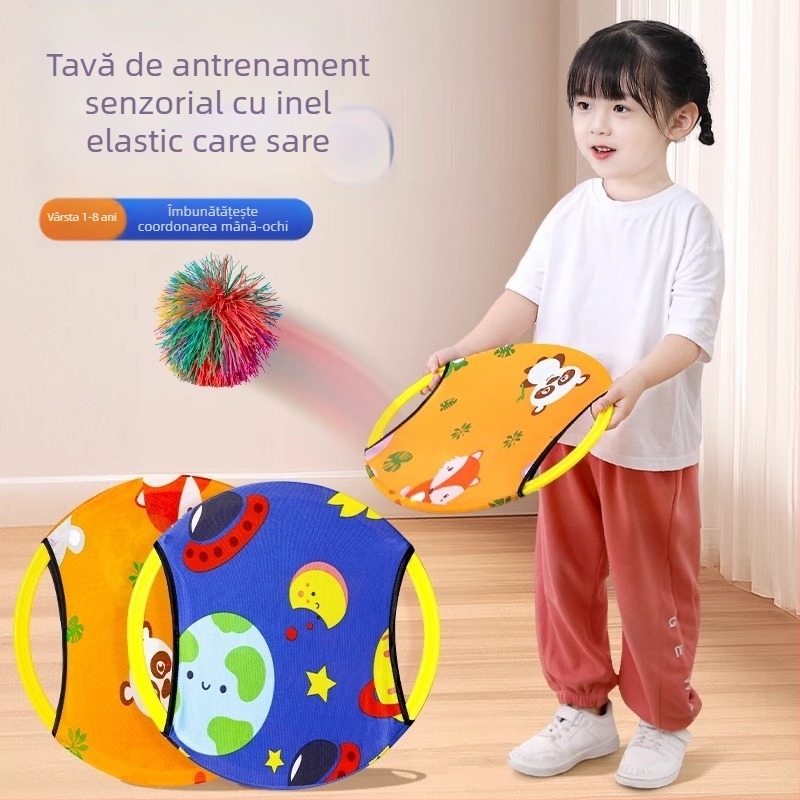 Set dublu de aruncare și prindere cu inele — jucărie PVC pentru interacțiune părinte-copil, interior și exterior (14+)