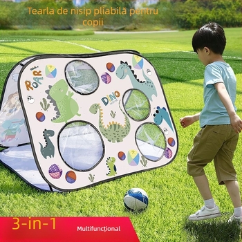 Tablă țintă pliabilă 3 în 1 pentru copii – lovire fotbal, aruncare de saci cu nisip, mingi lipicioase; joc interior și exterior, vârsta 4–6 ani
